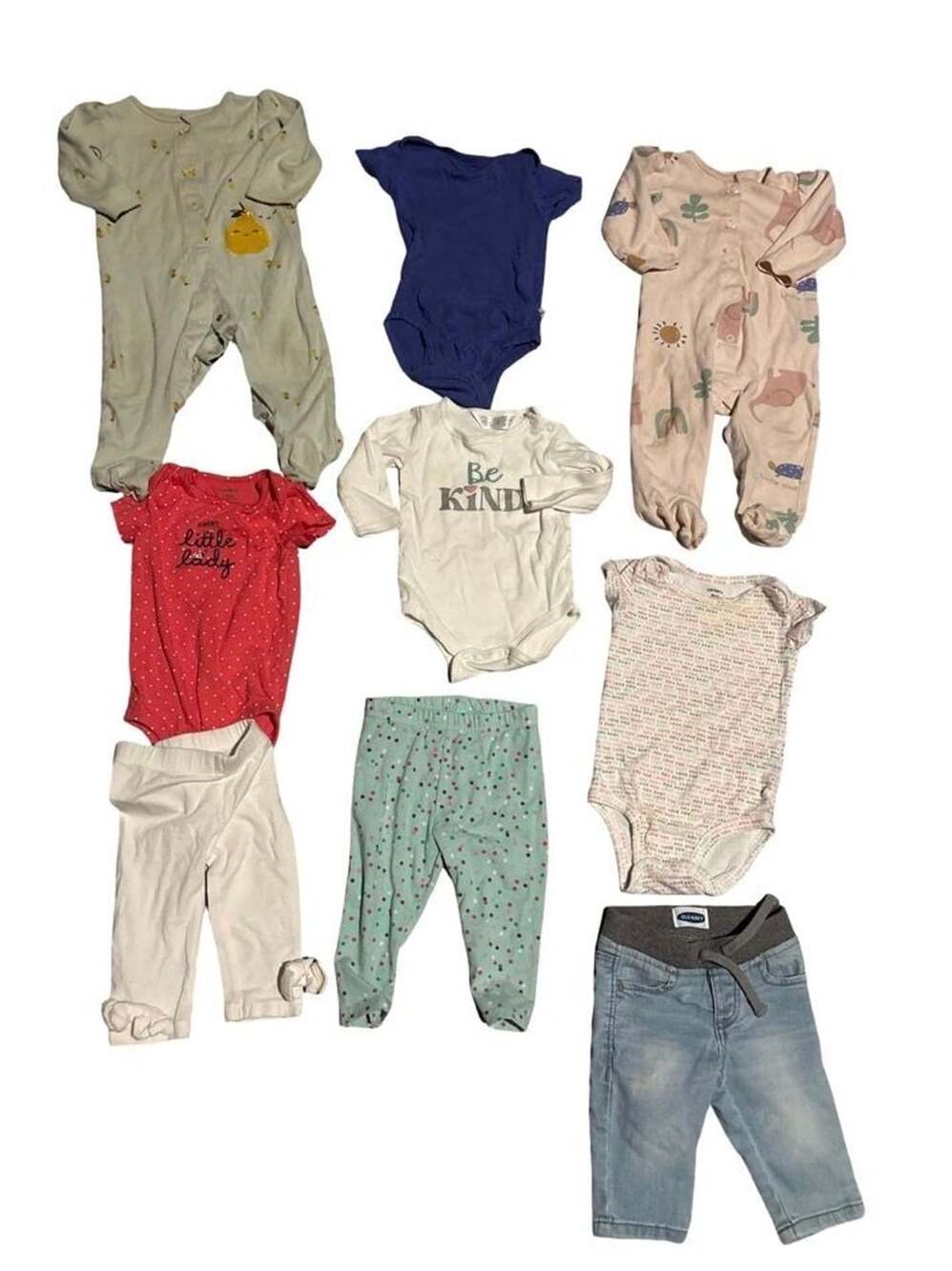 Baby Girls 3-9 MOClothing Lot 9 Pieces Carter’s Old Navy Sleepers Pants